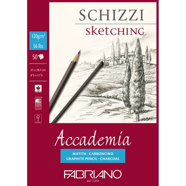 Blocco collato Fabriano Accademia grana naturale 120 g A4 - 50 fogli - 41122129