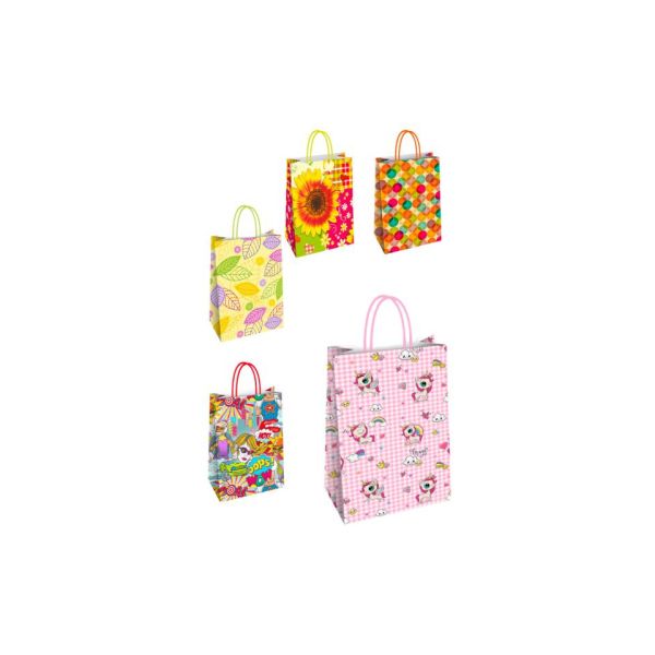 Borsa shopper Florio Carta fantasie assortite - formato 26x12x35 cm - conf. 25 pz - 73198