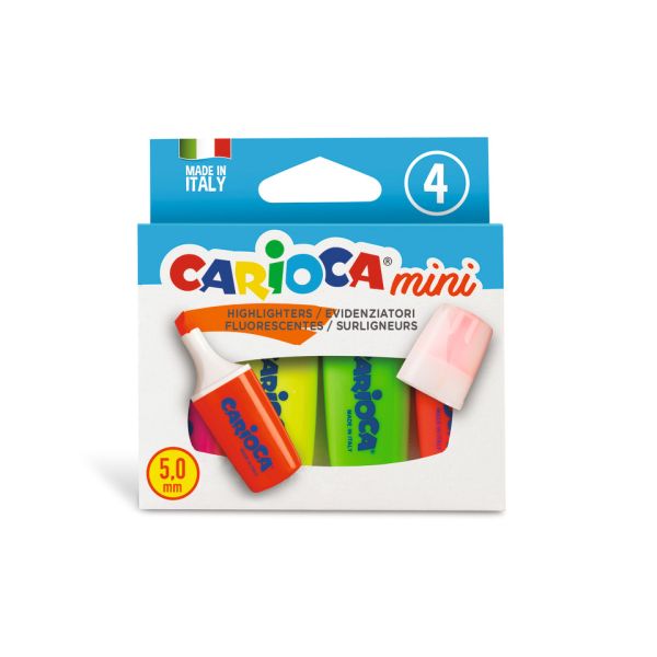 Mini evidenziatori Carioca colori assortiti fluo - conf. 4 pezzi - 42868