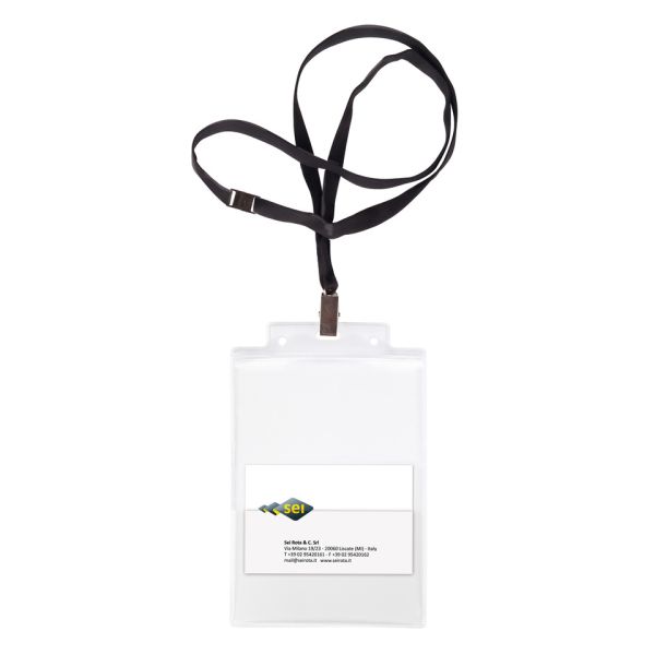 Portanome in PVC rigido Sei Rota Pass 6 ST cordoncino+pinzetta+tasca in conf. da 10 pezzi - nero - 31841700
