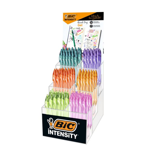 Espositore 102 penne gel Bic Quick Dry colori assortiti 520818