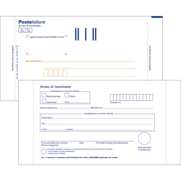Cartoline postali bianche A.R. O.C.L. - posta prioritaria conf. da 100 pezzi - 0166N