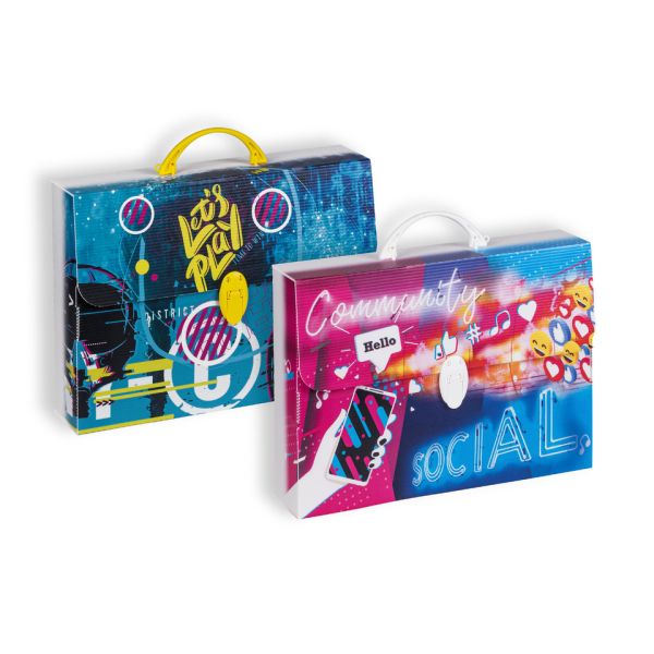 Valigetta in PPL Favorit con stampa Social 37,5x27x8 cm - 400174616