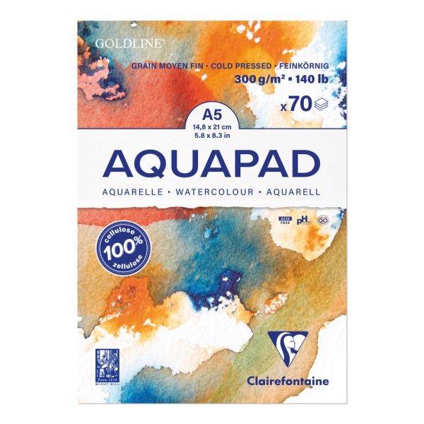 Maxiblocco Clairefontaine Goldline Aquapad conf. 3 pz - 300 g/m² A5 - 975720C