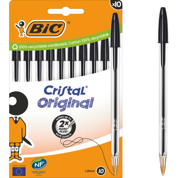 Penna a sfera BIC Cristal Original 1 mm nero - conf. 10 pz - 516353