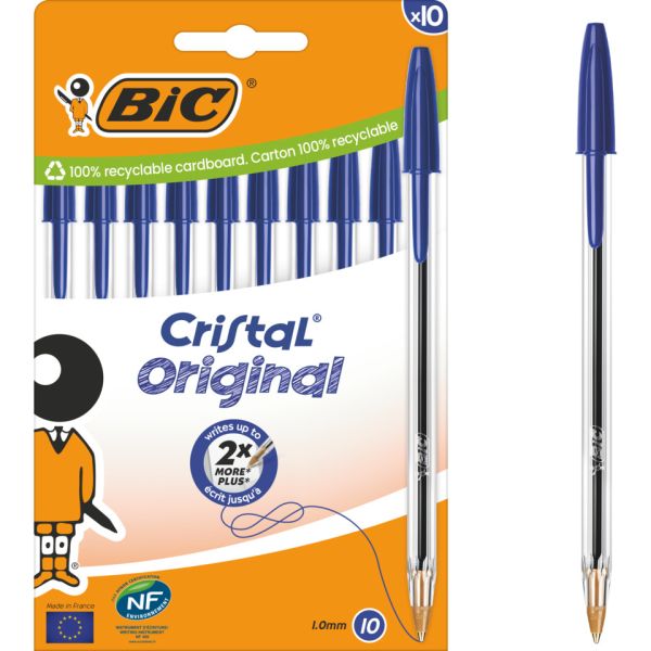 Penna a sfera BIC Cristal Original 1 mm blu - conf. 10 pz - 516352