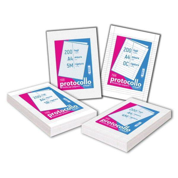 Fogli protocollo A4 Blasetti - in risma da 200 ff - 60 g/m2 - 4F 2248