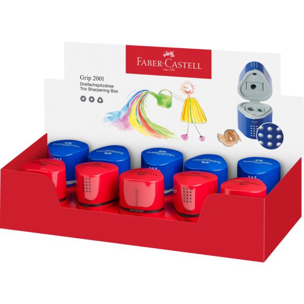 Temperamatite 3 fori Faber-Castell Grip 2001 rosso/blu assortiti 183801
