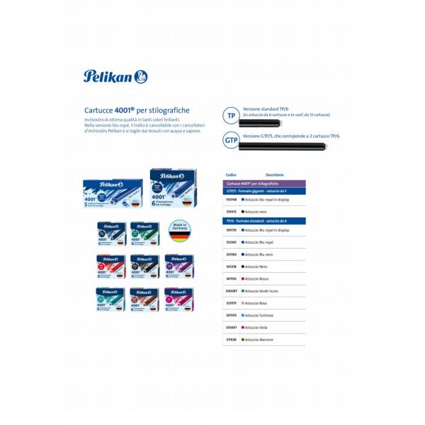 Cartuccia per stilografica Pelikan TP/6 blu royal astuccio da 6 - 100401545