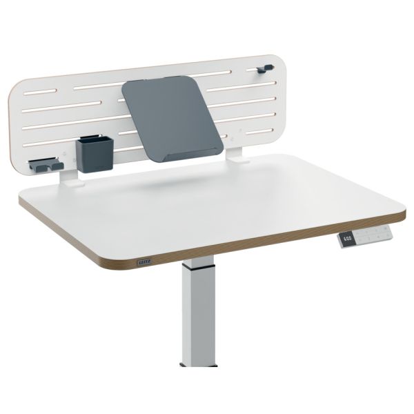 Pannello forato con accessori supporto PC/smartphone, portapenne e gancio 80x25 cm  Leitz Ergo grigio chiaro