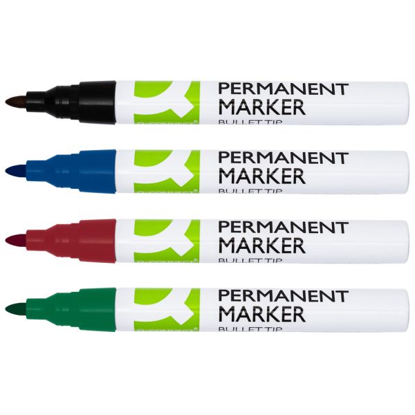 Marcatore permanente Q-Connect con fusto in metallo e punta conica 4 mm verde KF11711
