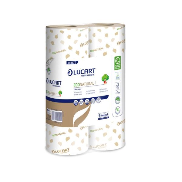 Carta igienica monofascettata Lucart Professional Econatural in Fiberpack 2 veli conf. 6 rotoli da 170 strappi avana