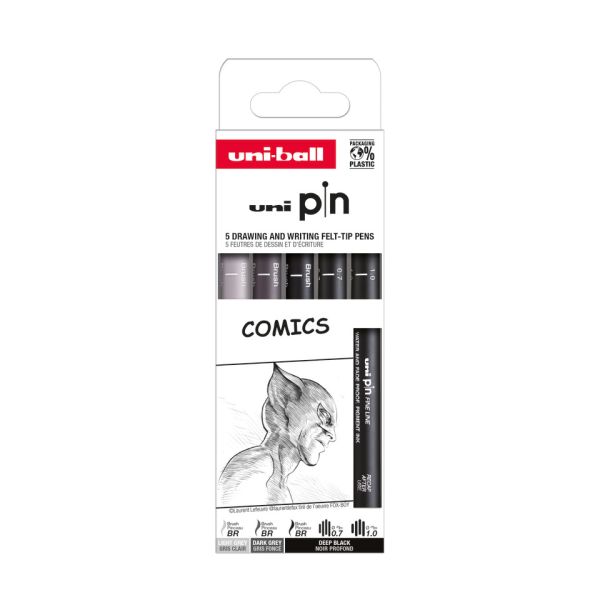 Fineliner Pin Comics Uni Mitsubishi - conf. 12 pz - punte assortite M PIN ASP019
