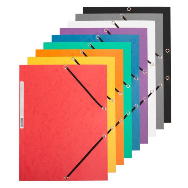 Cartellina a 3 lembi con elastico Q-Connect 24,3x32 cm cartoncino manilla 375 g/m² verde - KF02168