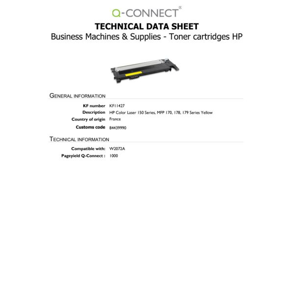 Toner Q-Connect rigenerato HP 117A (W2072A) giallo - KF11427