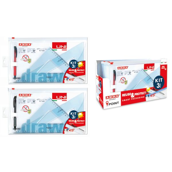 Kit coppia di squadre + portamine linea Arda Uni 45 e 60° 70330ZIP
