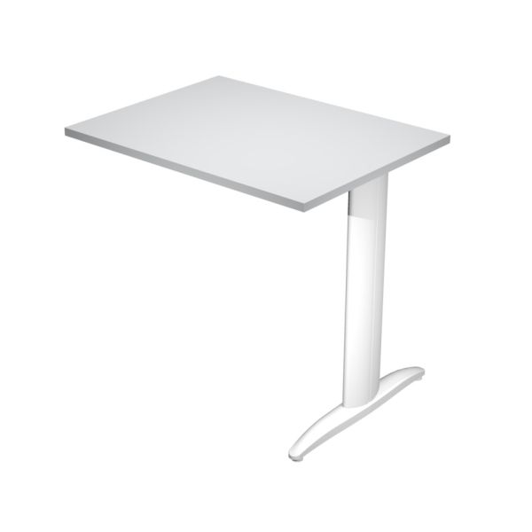 Allungo diretto con fianco metal a T 80x60xH.72 cm grigio Presto gamba bianco opaco 9010 - ALL-PRM-9-AN