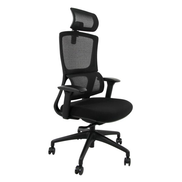 Poltrona Unisit CH3255 semi-direzionale ergonomica con braccioli con poggiatesta e poggiareni in rete nero - CH3255