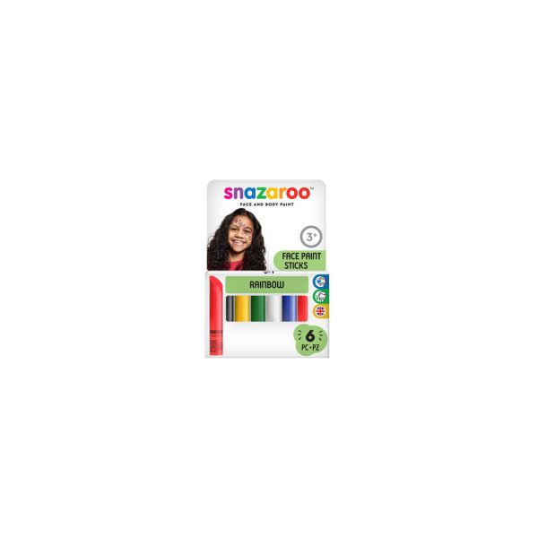 Stick trucchi per il viso Snazaroo arcobaleno - conf. 6 pz colori assortiti 1160635