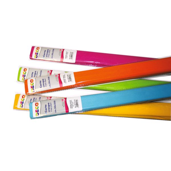Carta crespa Deco in conf. da 6 rotoli 50 cm x 2,5 m - 40 g/m² colori caldi assortiti - 10711