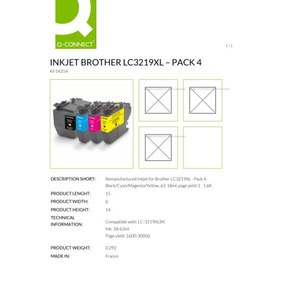 Cartuccia Q-Connect rigenerata Brother LC3219XL nero/ciano/magenta/giallo KF14254