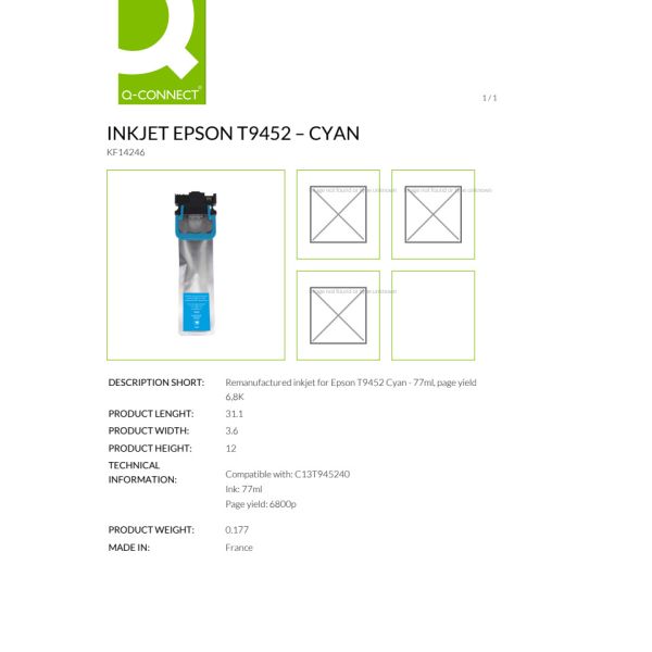 Cartuccia Q-Connect rigenerata Epson T9452 (C13T945240) ciano - KF14246