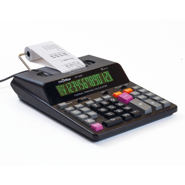 Calcolatrice scrivente termica Nikoffice CP-3200 - display 12 cifre - nero - 08NIK117/N