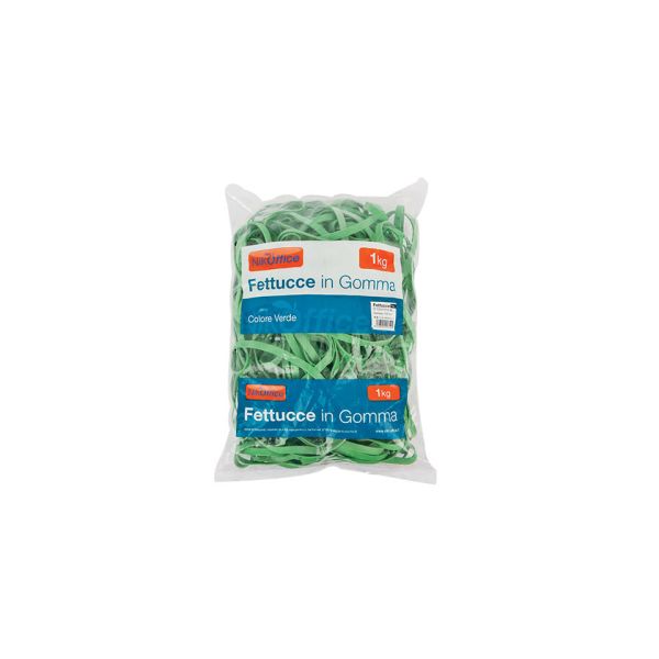 Fettucce in gomma verde 8 mm Nikoffice in busta da 1 Kg - Ø 60 mm - 06NIK027/2