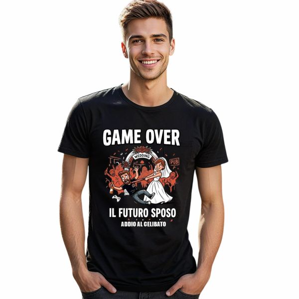 T-shirt addio al celibato "Game Over - il futuro sposo"