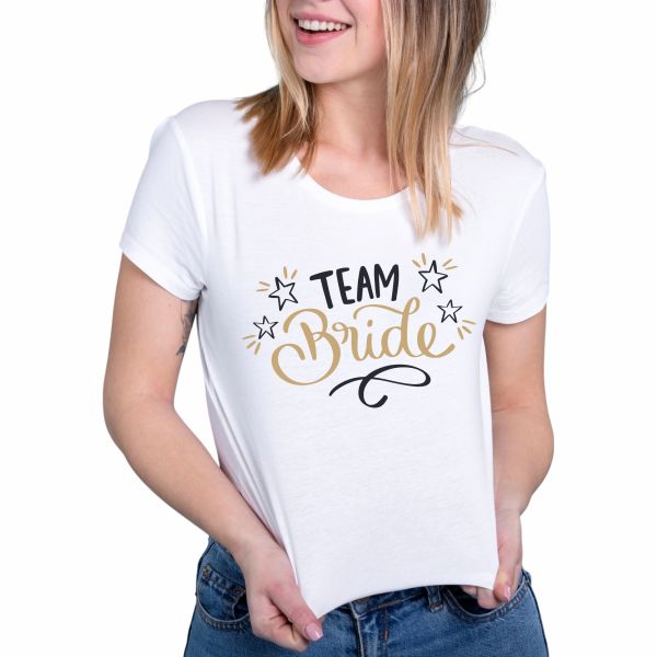T-shirt addio al nubilato "Team Bride con stelle""