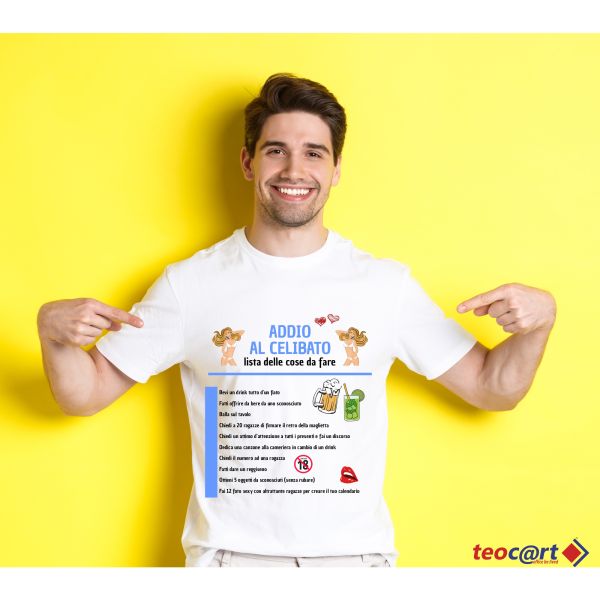 T-shirt addio al celibato "checklist"