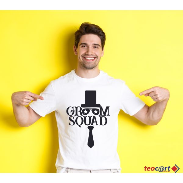 T-shirt addio al celibato "the groom-squad"