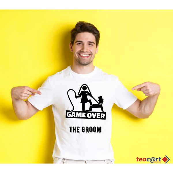 T-shirt addio al celibato "the groom-game over"