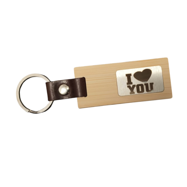 Portachiavi in legno con incisione I Love You  - San Valentino